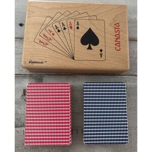 Wishfulwoods Maple Box Vintage  Playing Cards‎ ~ 2 Full Desks w/Jokers